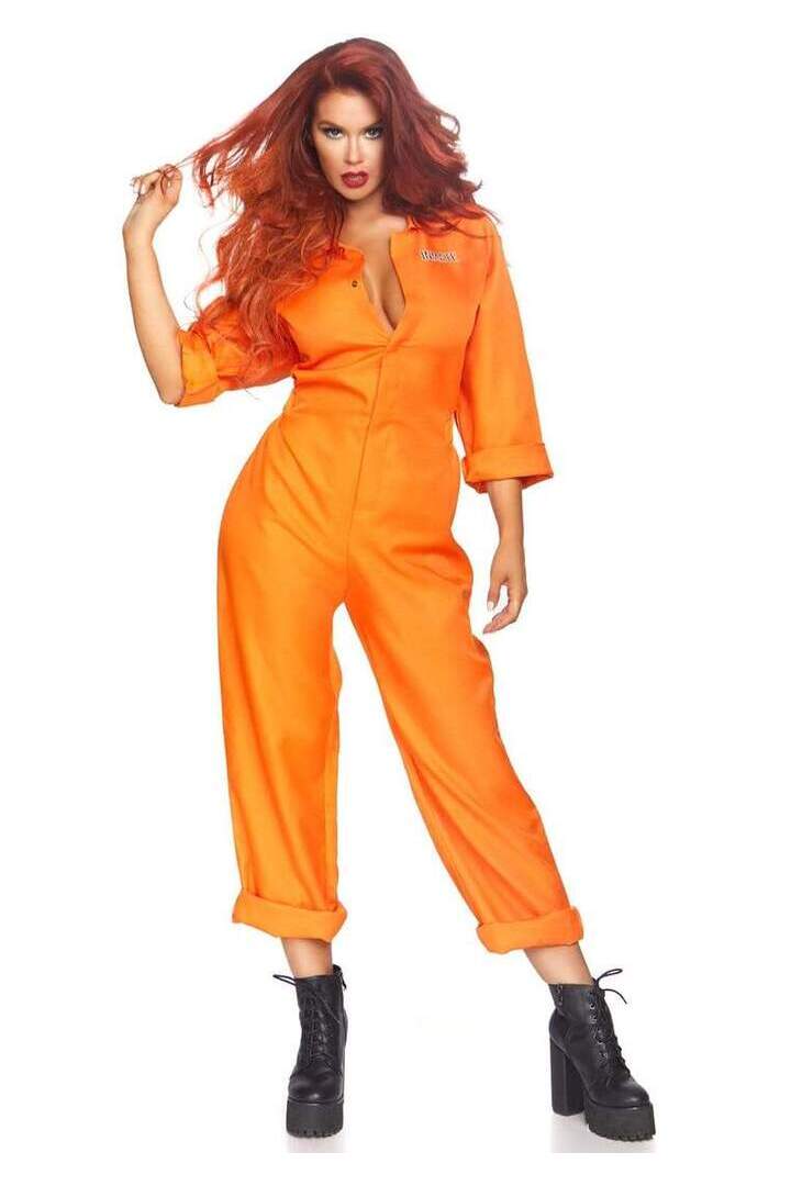 Leg Avenue Orange Prison Jumpsuit for Women in One Size 3