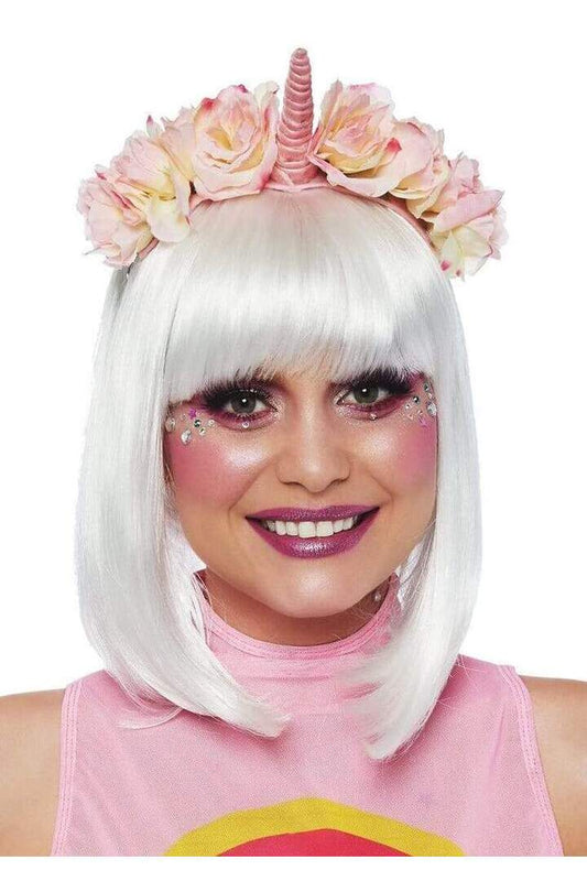 Leg Avenue Pastel Velvet Unicorn Flower Costume Headband Pink in One Size