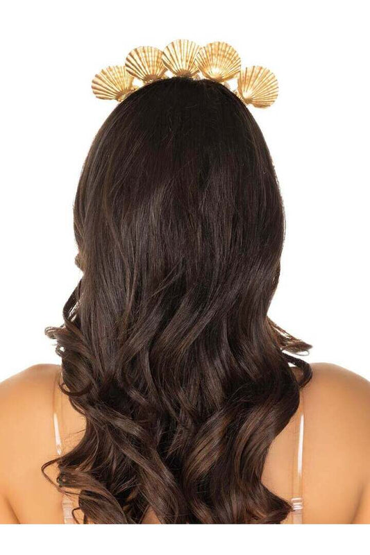 Leg Avenue Pearl Shell Mermaid Crown Headband Gold in One Size 1