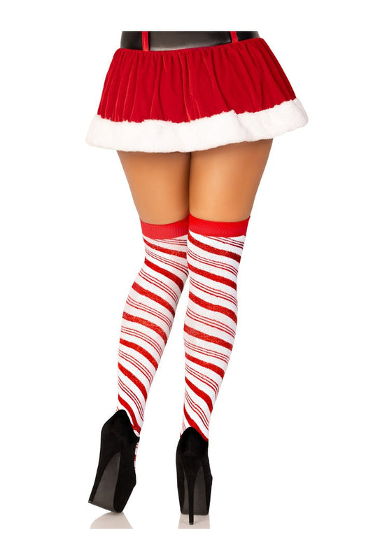 Leg Avenue Peppermint Striped Socks White/Red in One Size