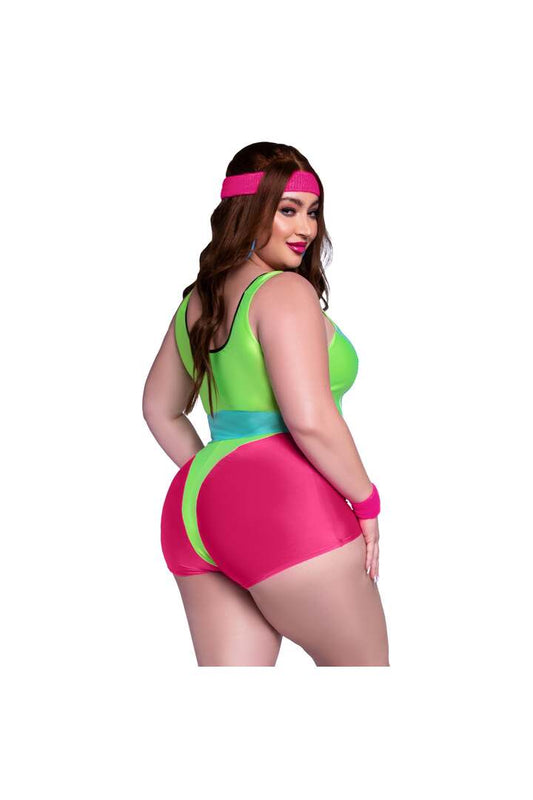 Leg Avenue Plus 80s Workout Hottie Costume Neon Green 1