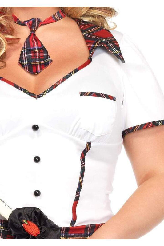 Leg Avenue Plus Boarding School Flirt Costume in Red/White 1