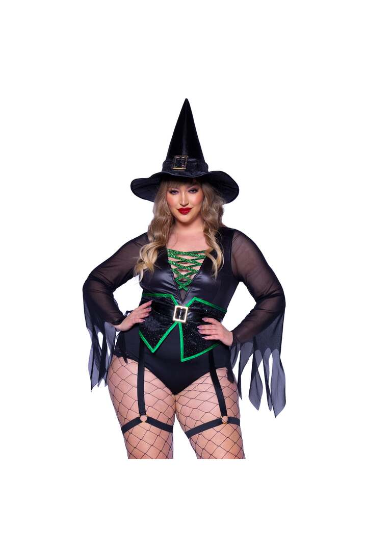 Leg Avenue Plus Broomstick Babe Witch Costume Black 2