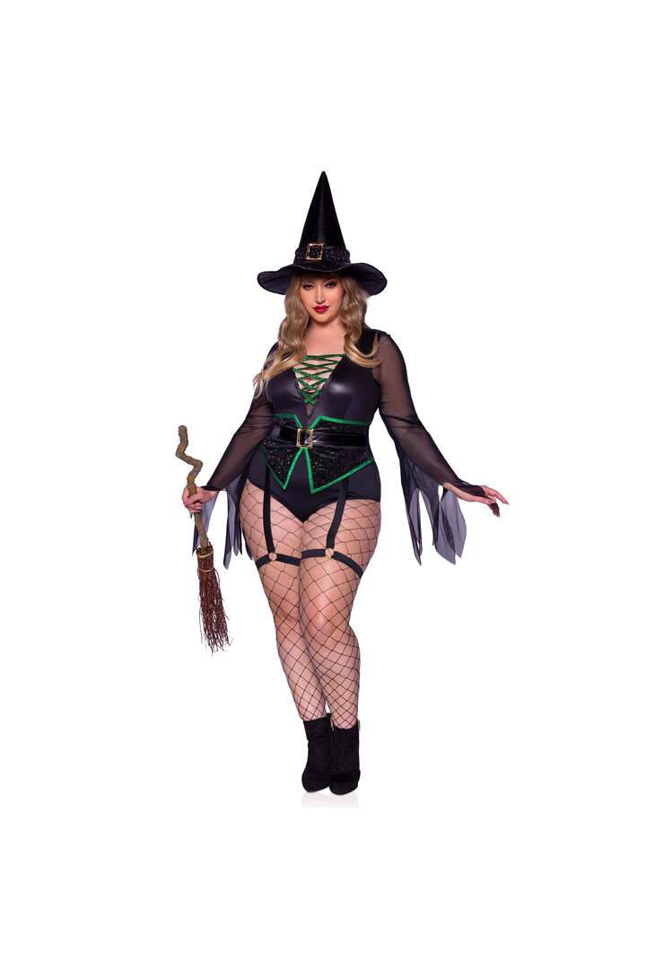 Leg Avenue Plus Broomstick Babe Witch Costume Black 3