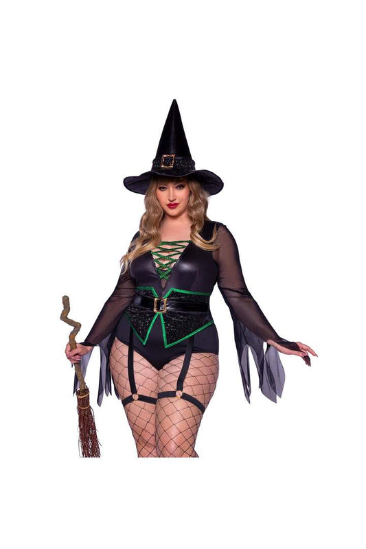 Leg Avenue Plus Broomstick Babe Witch Costume Black