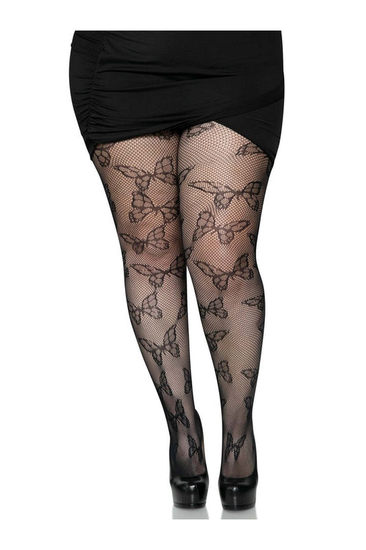 Leg Avenue Plus Butterfly Fishnet Tights in 1X/2X