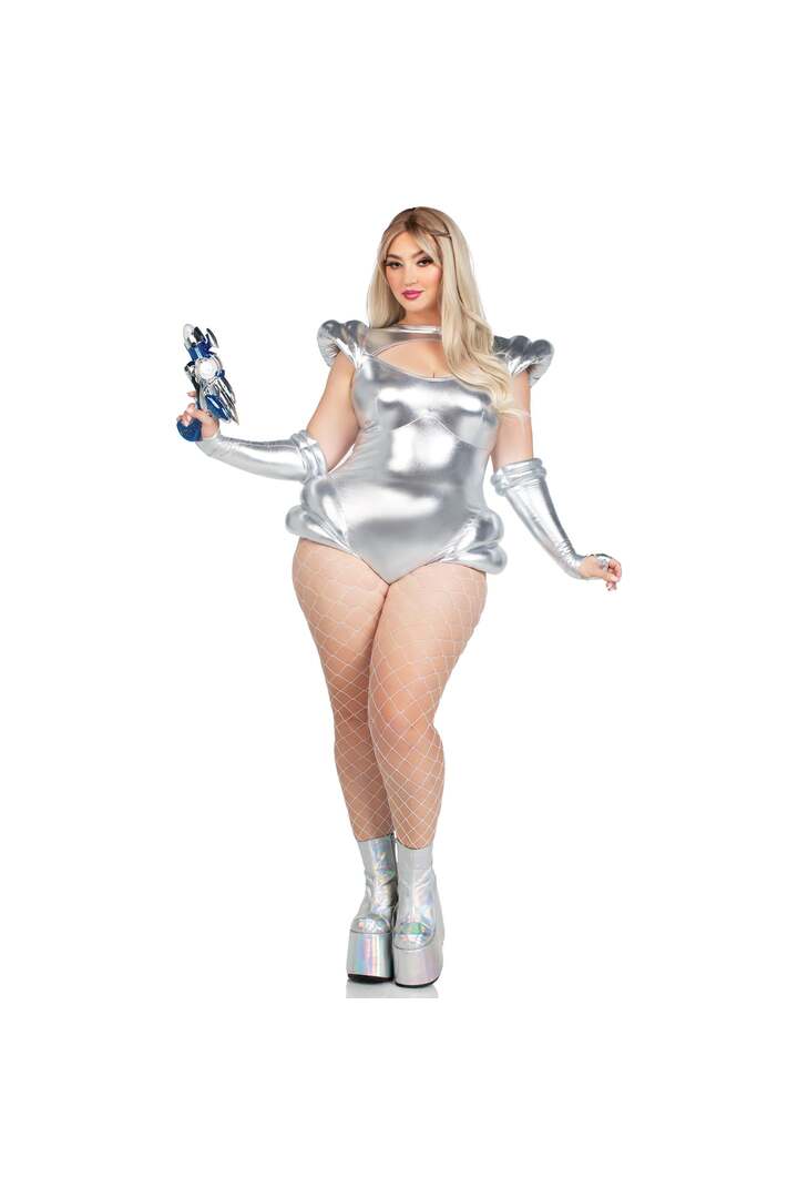 Leg Avenue Plus Cosmic Cutie Alien Costume Silver 4