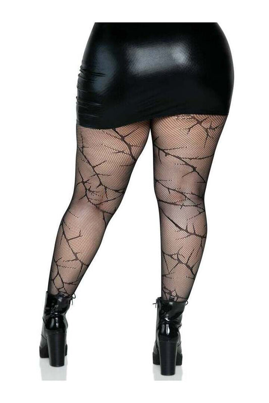 Leg Avenue Plus Cracked Fishnet Tights Black in 1X/2X 1