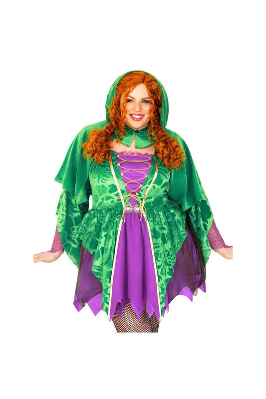 Leg Avenue Plus Crafty Spellcaster Costume Purple/Green