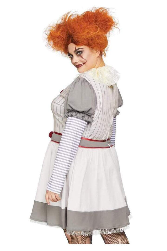Leg Avenue Plus Creepy Clown Costume in Grey/Red 1