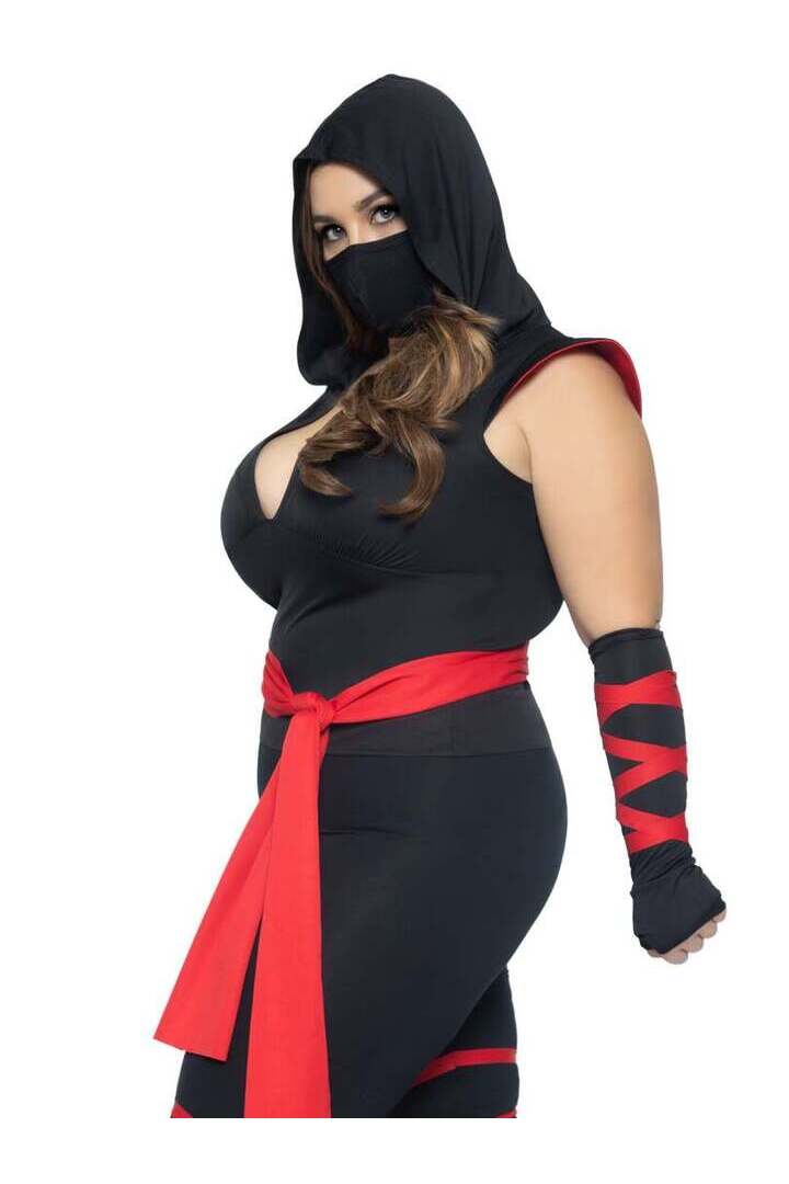 Leg Avenue Plus Deadly Ninja Costume in Black/Red 2