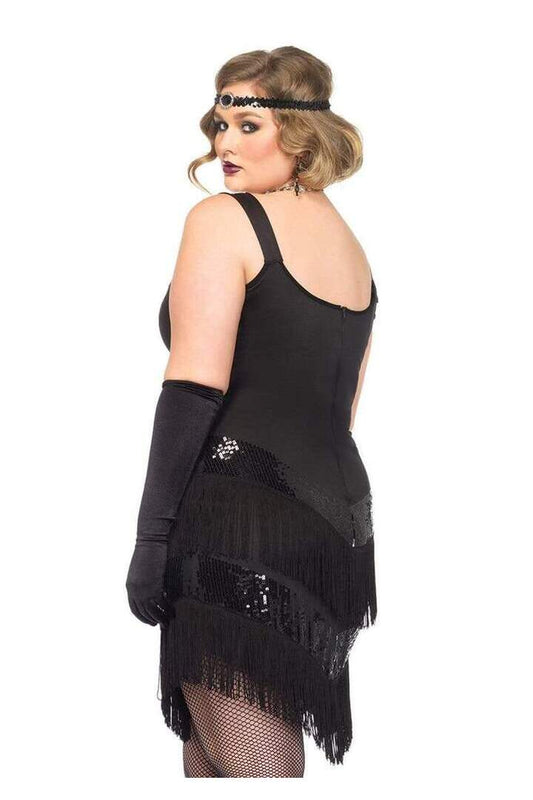 Leg Avenue Plus Glamour Flapper Costume in Black/Silver 1