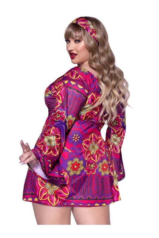 Leg Avenue Plus Hippie Girl Costume in Pink/Purple 1