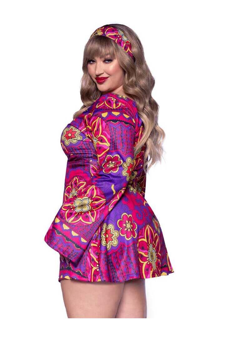 Leg Avenue Plus Hippie Girl Costume in Pink/Purple 2