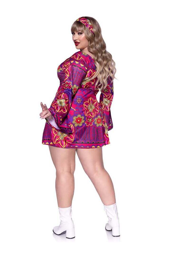 Leg Avenue Plus Hippie Girl Costume in Pink/Purple 4