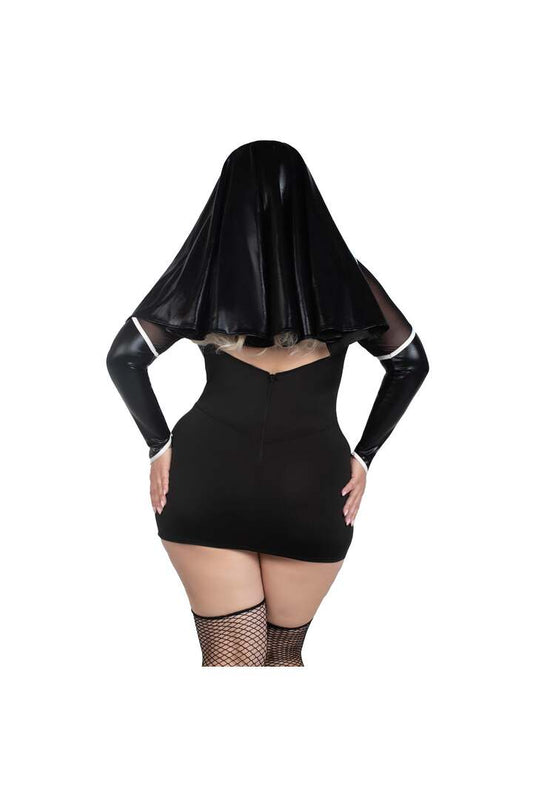 Leg Avenue Plus Holy Hottie Nun Costume Black/White 1