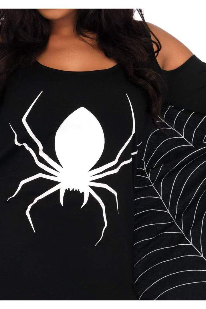Leg Avenue Plus Jersey Spider Web Dress With Wings in Black 3