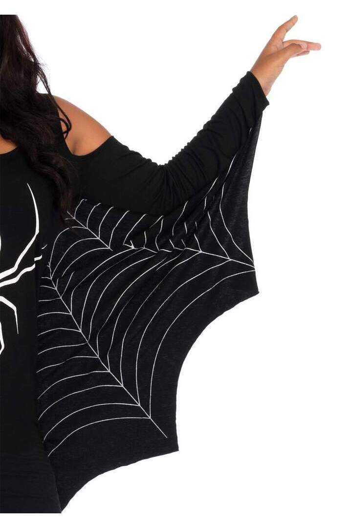 Leg Avenue Plus Jersey Spider Web Dress With Wings in Black 4