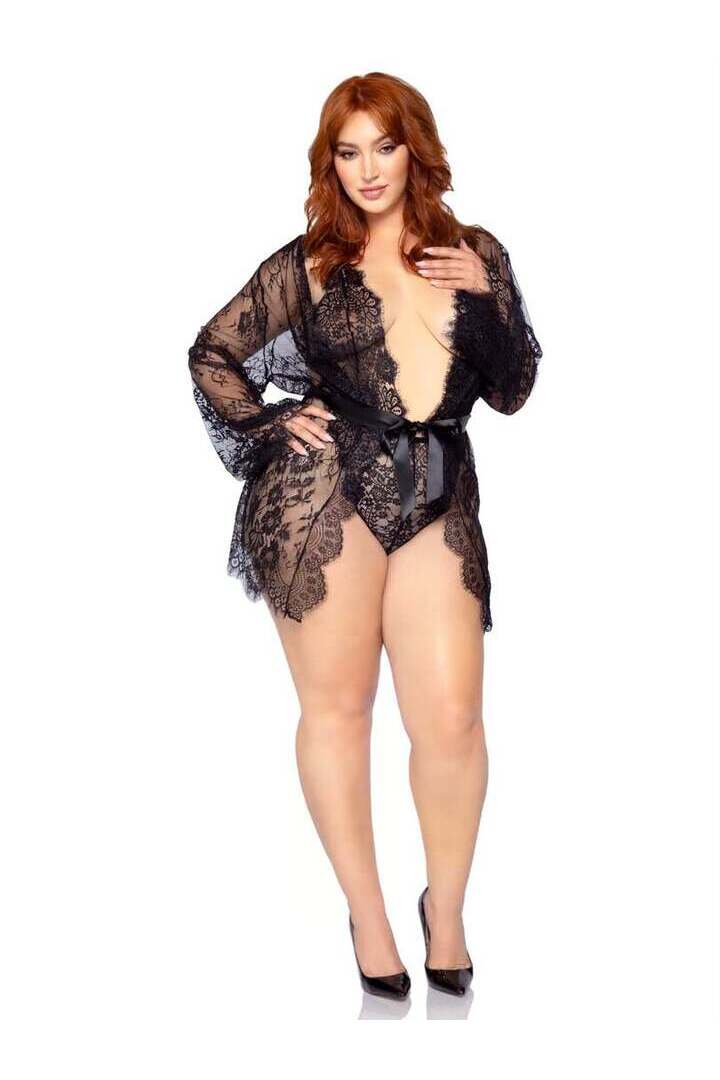 Leg Avenue Plus Love Affair Robe & Teddy Set in 1X/2X 10