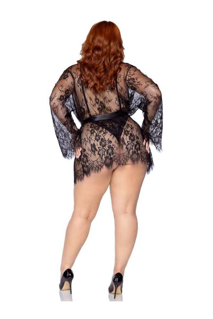 Leg Avenue Plus Love Affair Robe & Teddy Set in 1X/2X 11