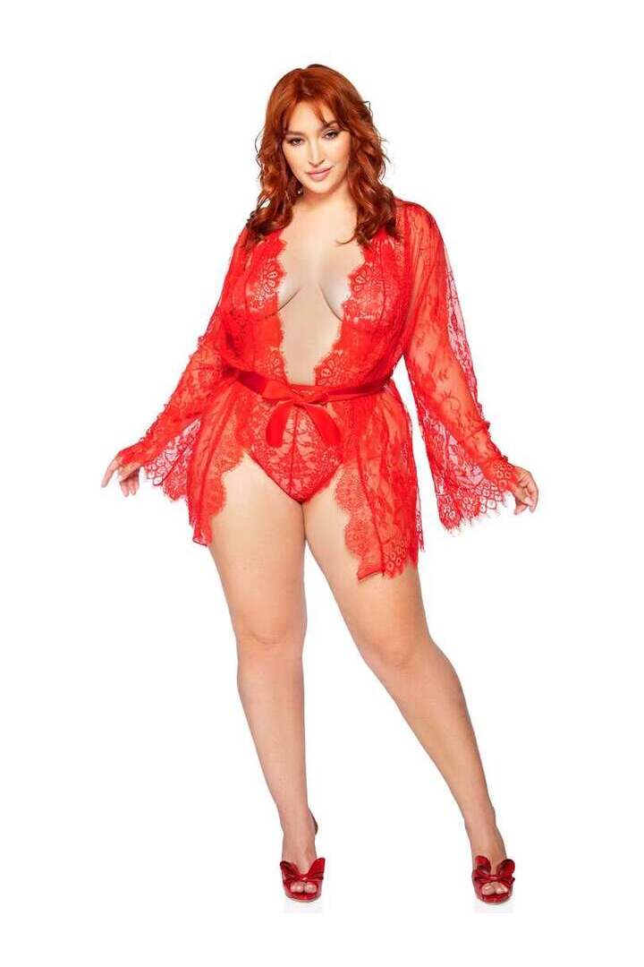 Leg Avenue Plus Love Affair Robe & Teddy Set in 1X/2X 4