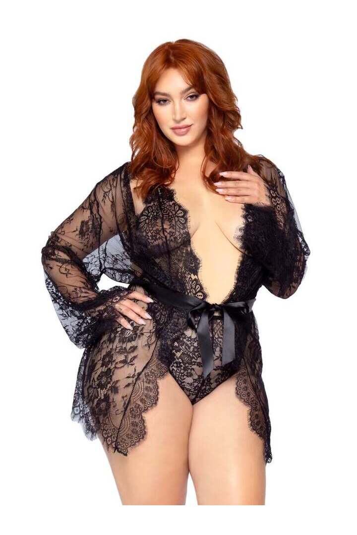 Leg Avenue Plus Love Affair Robe & Teddy Set in 1X/2X 6