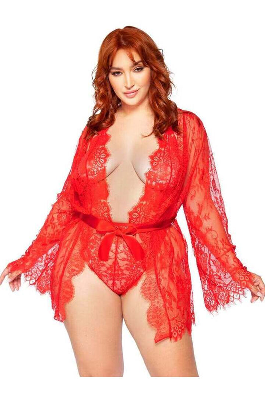 Leg Avenue Plus Love Affair Robe & Teddy Set in 1X/2X