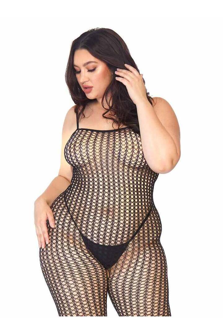 Leg Avenue Plus Love Game Net Bodystocking Black in Queen Size 2