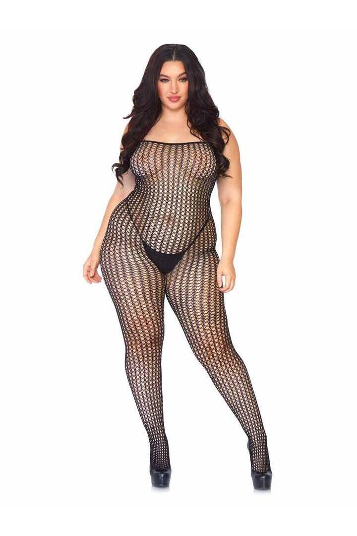 Leg Avenue Plus Love Game Net Bodystocking Black in Queen Size 3