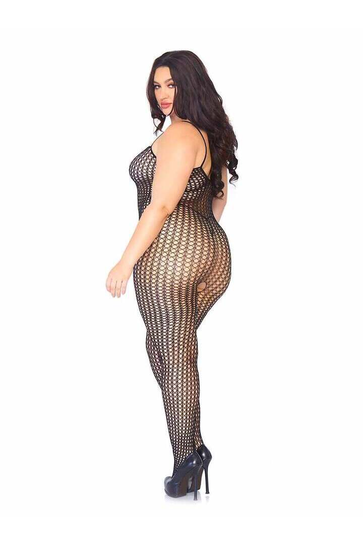 Leg Avenue Plus Love Game Net Bodystocking Black in Queen Size 4