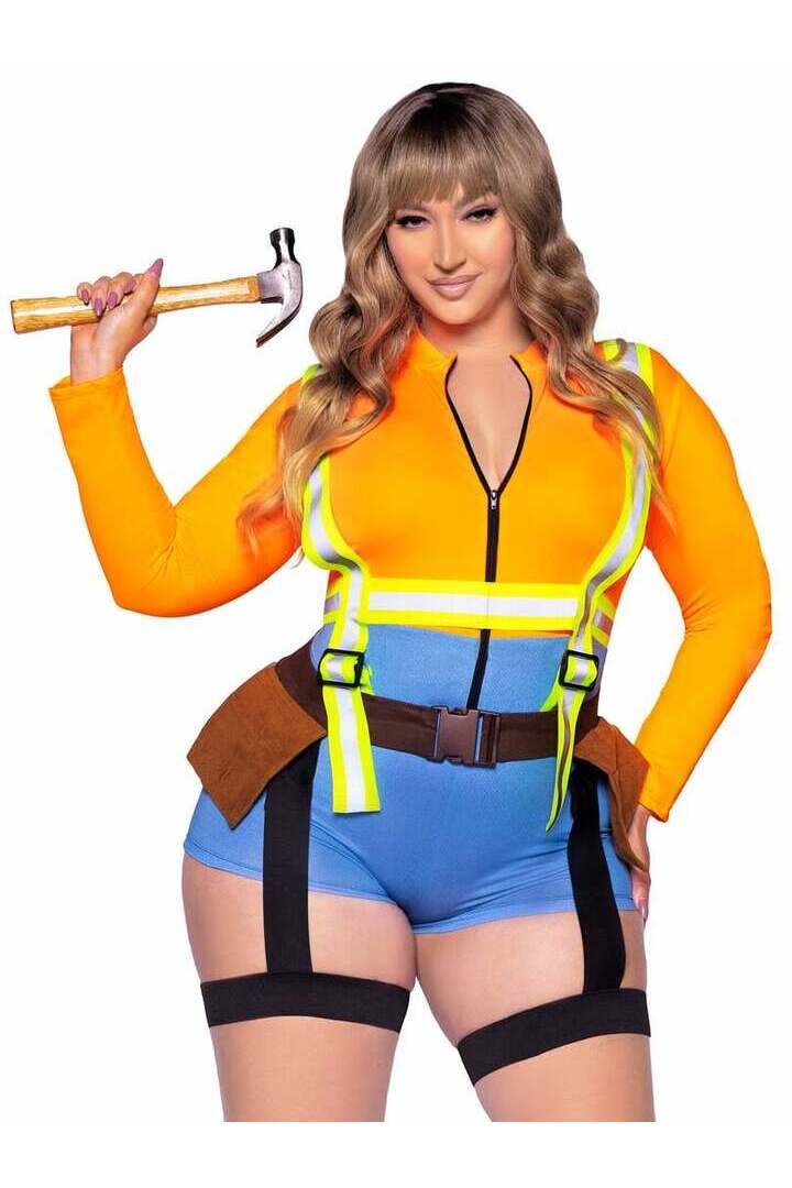 Leg Avenue Plus Nailed It Construction Worker Costume in Orange 2