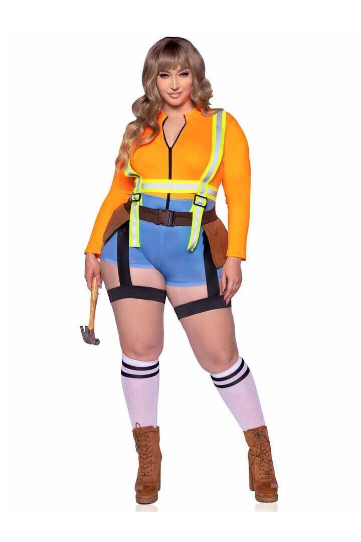 Leg Avenue Plus Nailed It Construction Worker Costume in Orange 3
