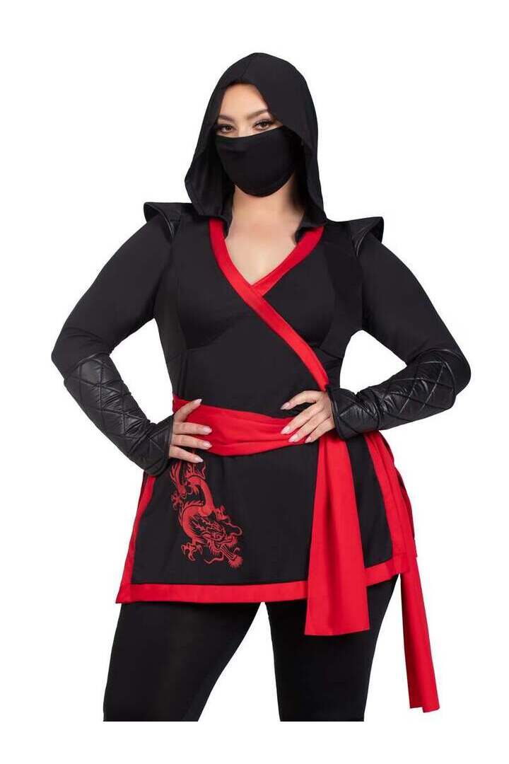 Leg Avenue Plus Ninja Assassin Costume in Black/Red 3