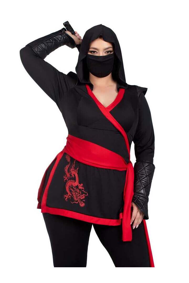 Leg Avenue Plus Ninja Assassin Costume in Black/Red 4