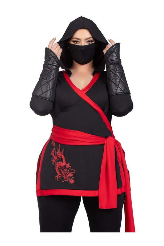 Leg Avenue Plus Ninja Assassin Costume in Black/Red
