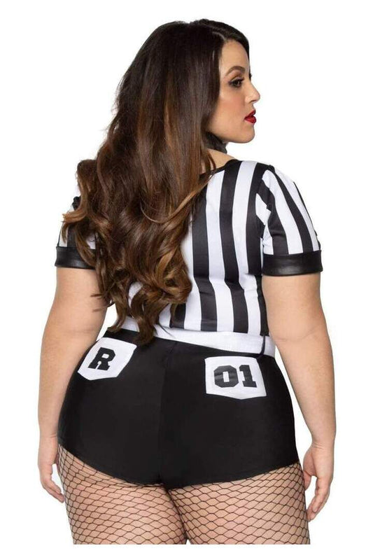 Leg Avenue Plus No Rules Referee Sexy Sports Costume in Black/White 1
