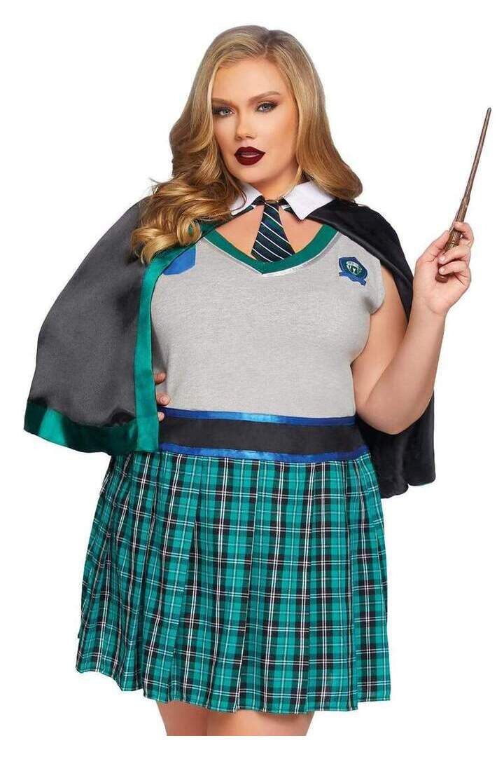 Leg Avenue Plus Sinister Spellcaster Costume in Green 2