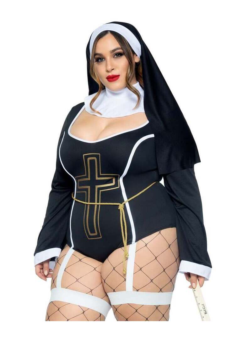 Leg Avenue Plus Sister Sin Nun Costume in Black/White 2
