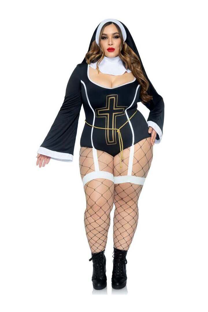 Leg Avenue Plus Sister Sin Nun Costume in Black/White 3