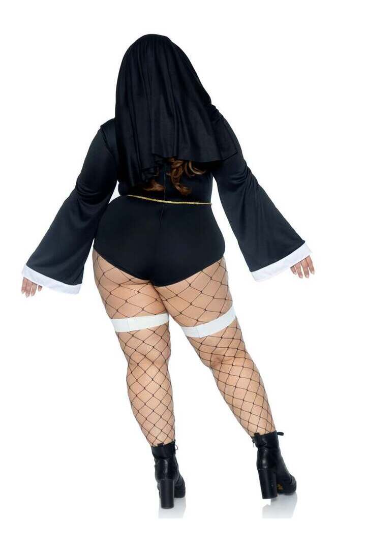 Leg Avenue Plus Sister Sin Nun Costume in Black/White 4