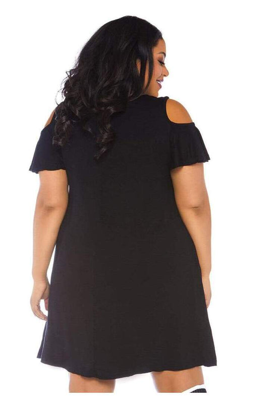 Leg Avenue Plus Size More Boos Jersey Dress with Pockets in Black 1