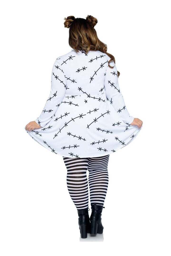 Leg Avenue Plus Stitch T-Shirt Dress in White/Black 3
