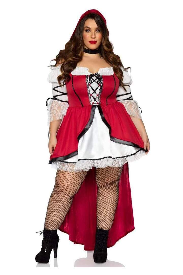 Leg Avenue Plus Storybook Red Riding Hood Costume in Red/White 3