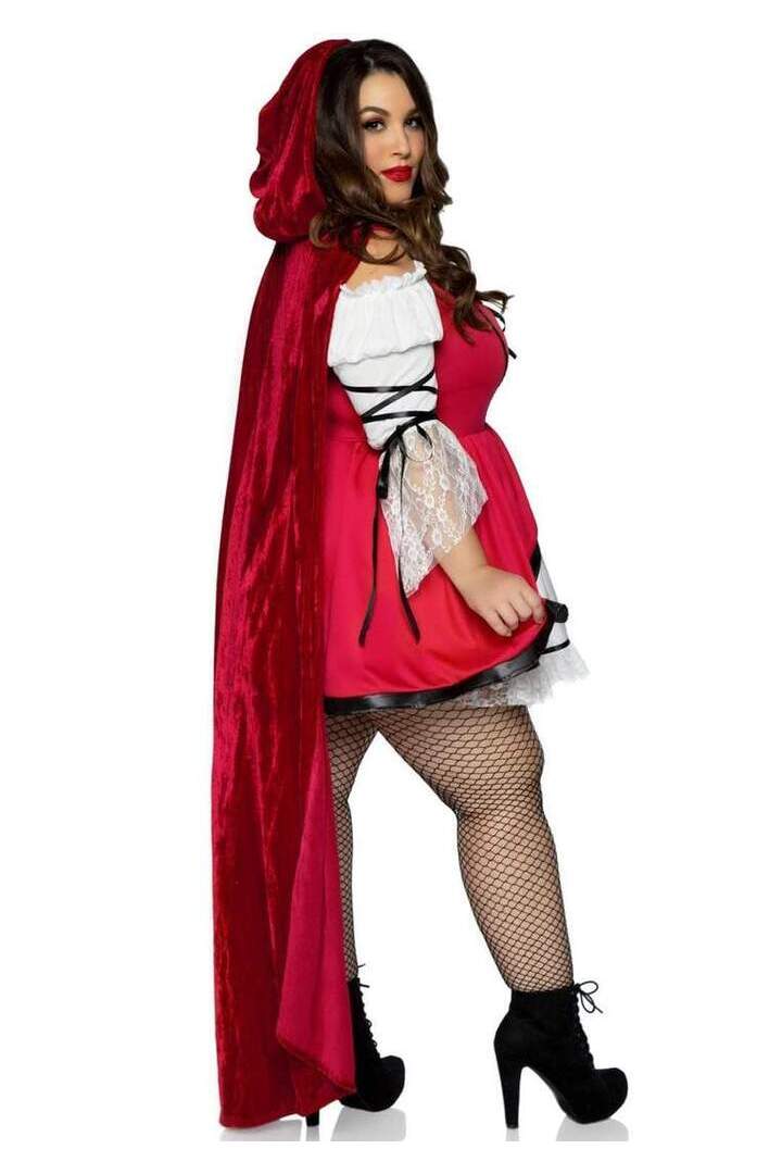 Leg Avenue Plus Storybook Red Riding Hood Costume in Red/White 5