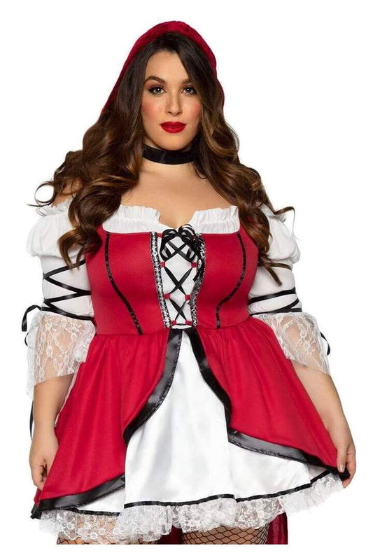 Leg Avenue Plus Storybook Red Riding Hood Costume in Red/White