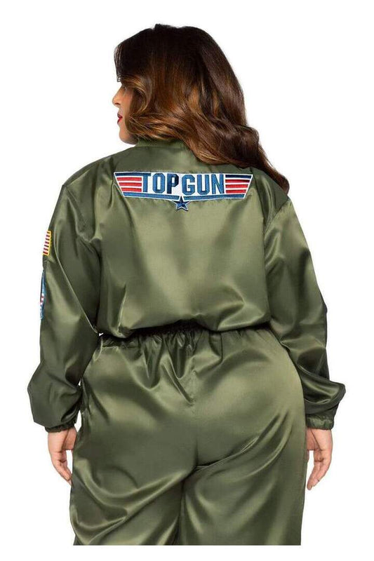 Leg Avenue Plus Top Gun Costume Parachute Flight Suit Green in 3X/4X 1