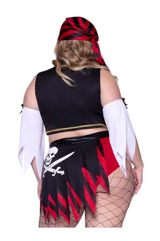 Leg Avenue Plus Wicked Wench Pirate Costume in Red/Black 1