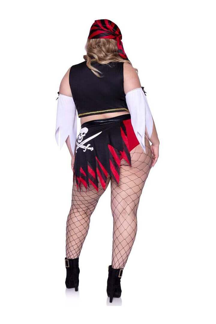 Leg Avenue Plus Wicked Wench Pirate Costume in Red/Black 5