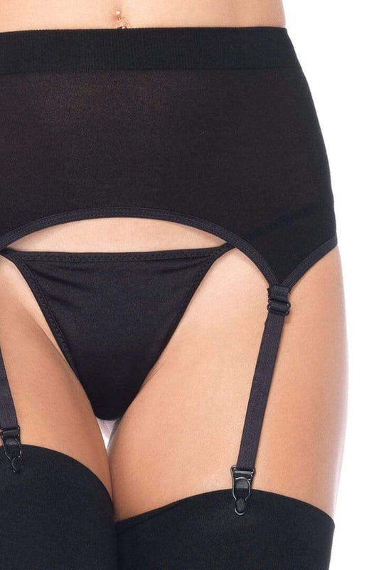 Leg Avenue Plus Zara Sheer Garter Belt Stockings Black in Queen Size