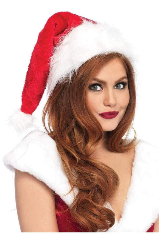 Leg Avenue Plush Velvet Santa Hat Red/White in One Size